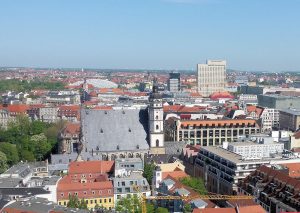 Innenstadt von Leipzig mit der Thomaskirche