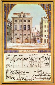 Das alte Leipziger Gewandhaus (Aquarell von Felix Mendelssohn-Bartholdy)